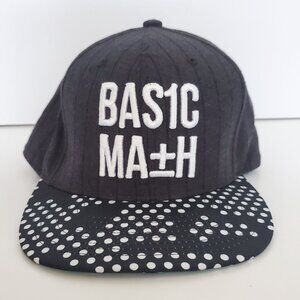 Newer BASIC MATH Snap Back Hat Sport Baseball Cap Black White Green Embroidered